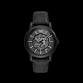 Shop Authentic Emporio Armani Meccanico Automatic Skeleton Dial Black Leather Strap Watch For Men - AR60008 - Luxxuri