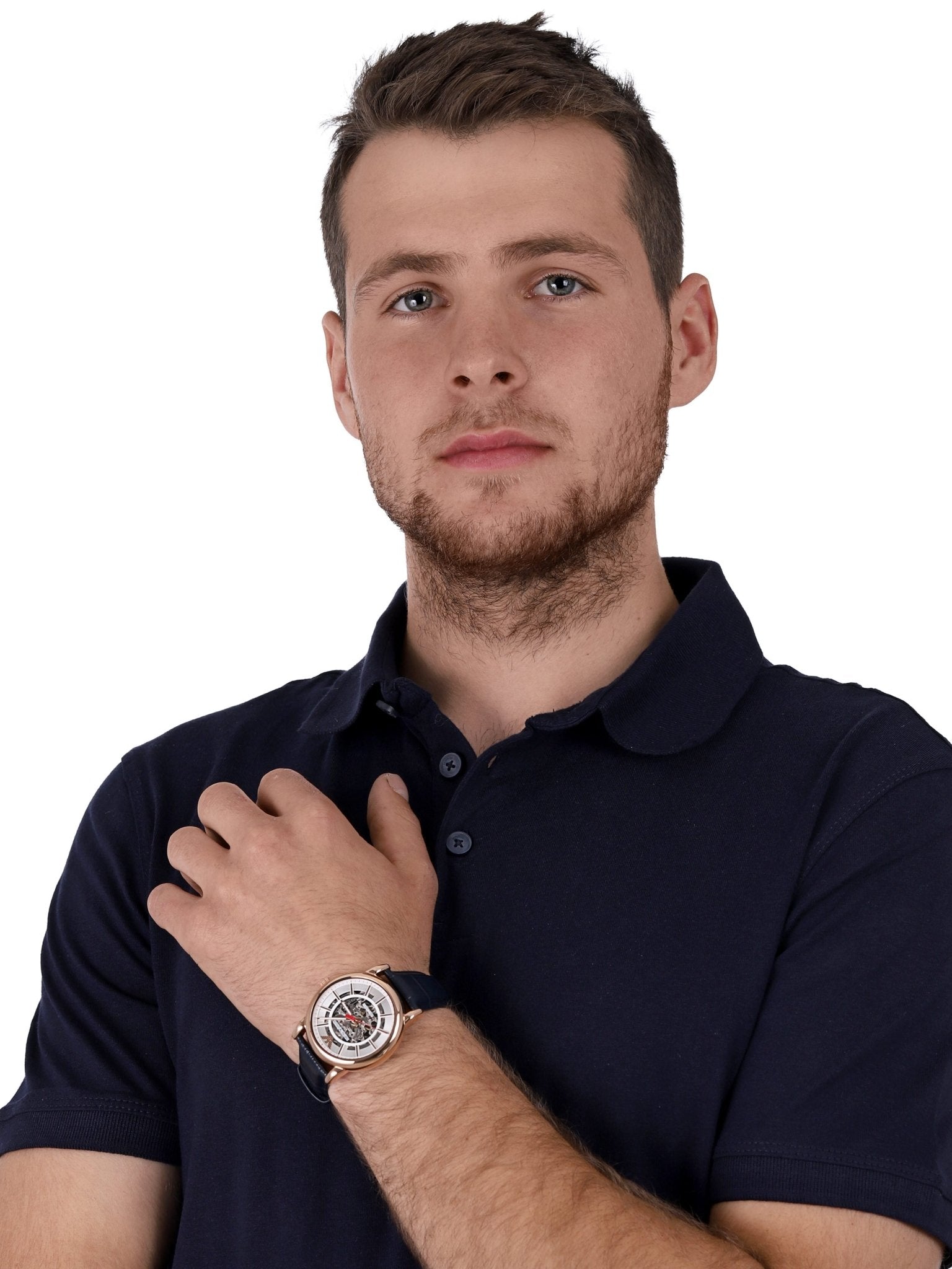  Shop Authentic Emporio Armani Meccanico Silver Dial Blue Leather Strap Watch For Men - AR60009 - Luxxuri