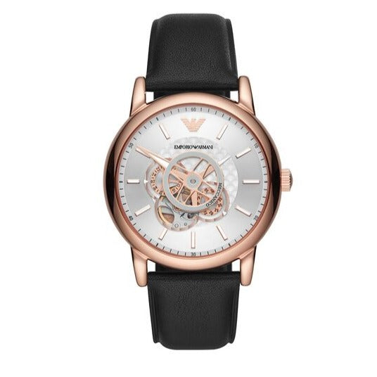  Shop Authentic Emporio Armani Luigi Automatic Silver Dial Black Leather Strap Watch For Men - AR60013 - Luxxuri