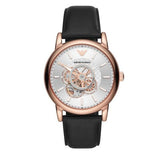  Shop Authentic Emporio Armani Luigi Automatic Silver Dial Black Leather Strap Watch For Men - AR60013 - Luxxuri