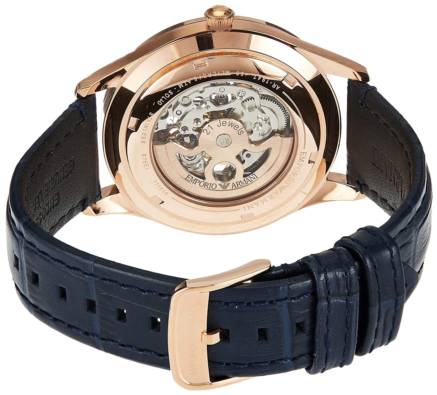  Shop Authentic Emporio Armani Luigi Automatic Silver Dial Black Leather Strap Watch For Men - AR60013 - Luxxuri