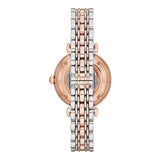  Shop Authentic Emporio Armani Gianni T Bar Silver Skeleton Dial Two Tone Strap Watch For Women - AR1992 - Luxxuri