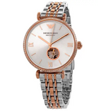  Shop Authentic Emporio Armani Gianni T-Bar Analog White Dial Two Tone Steel Strap Watch For Women - AR60019 - Luxxuri