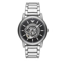 Shop Authentic Emporio Armani Meccanico Automatic Skeleton Black Dial Silver Steel Strap Watch For Men - AR60021 - Luxxuri