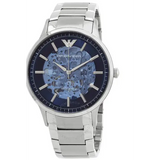  Shop Authentic Emporio Armani Renato Automatic Blue Dial Silver Steel Strap Watch For Men - AR60037 - Luxxuri