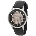  Shop Authentic Emporio Armani Meccanico Skeleton Automatic Black Dial Black Leather Strap Watch for Men - AR60038 - Luxxuri