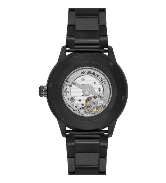  Shop Authentic Emporio Armani Meccanico Automatic Black Dial Black Steel Strap Watch For Men - AR60054 - Luxxuri