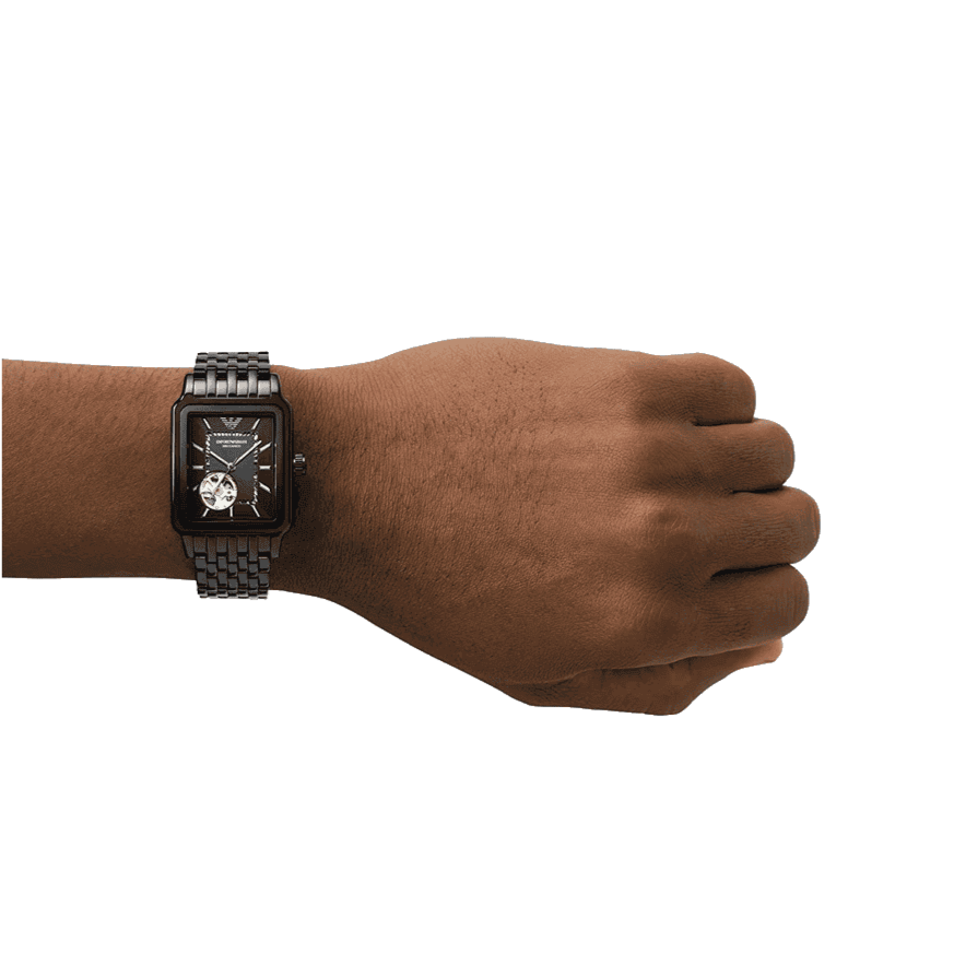  Shop Authentic Emporio Armani Meccanico Black Dial Black Steel Strap Watch For Men - AR60058 - Luxxuri