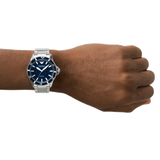  Shop Authentic Emporio Armani Meccanico Automatic Blue Dial Silver Steel Strap Watch For Men - AR60059 - Luxxuri