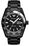 Emporio Armani Sportivo Quartz Black Dial Black Steel Strap Watch For Men - AR6049