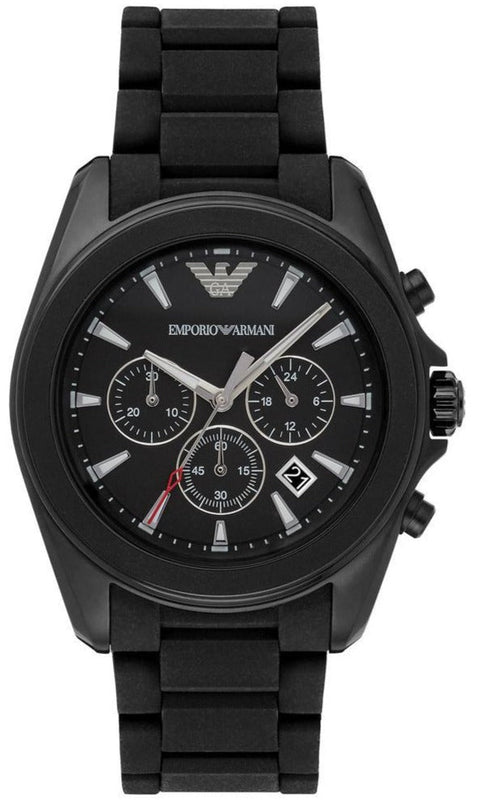  Shop Authentic Emporio Armani Sportivo Chronograph Black Dial Black Silicone Strap Watch For Men - AR6092 - Luxxuri