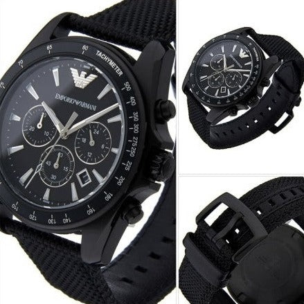  Shop Authentic Emporio Armani Sigma Chronograph Black Dial Black Leather Strap Watch For Men - AR6131 - Luxxuri