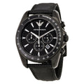  Shop Authentic Emporio Armani Sigma Chronograph Black Dial Black Leather Strap Watch For Men - AR6131 - Luxxuri