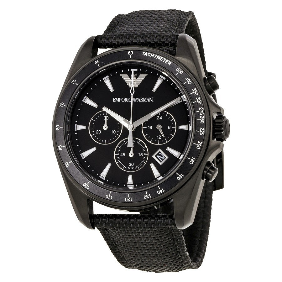  Shop Authentic Emporio Armani Sigma Chronograph Black Dial Black Leather Strap Watch For Men - AR6131 - Luxxuri