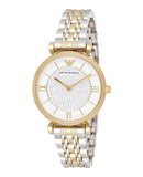  Shop Authentic Emporio Armani Gianni T Bar Analog White Dial Two Tone Steel Strap Watch For Women - AR2076 - Luxxuri