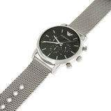 Shop Authentic Emporio Armani Luigi Black Dial Silver Mesh Bracelet Watch For Men - AR8032 - Luxxuri
