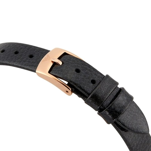 Emporio Armani Aurora Mother Of Pearl Black Dial Black Leather Strap Watch For Women - AR11056