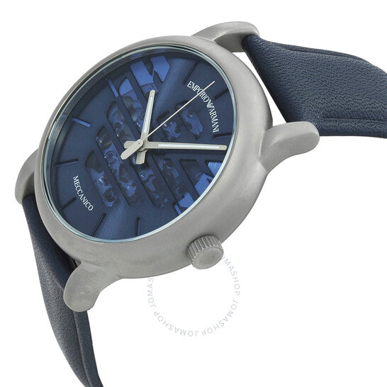  Shop Authentic Emporio Armani Luigi Automatic Blue Dial Blue Leather Strap Watch For Men - AR60030 - Luxxuri