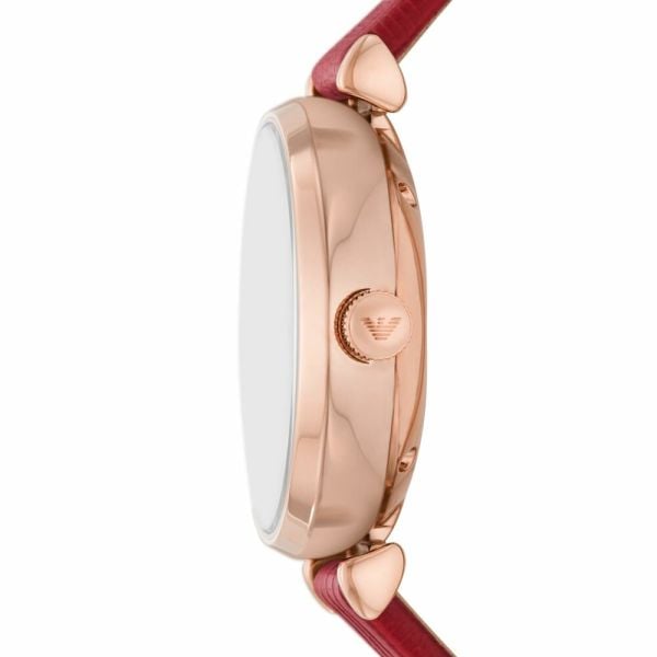  Shop Authentic Emporio Armani Gianni T-Bar Mother of Pearl White Dial Red Leather Strap Watch For Women - AR60048 - Luxxuri