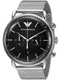  Shop Authentic Emporio Armani Chronograph Black Dial Silver Mesh Bracelet Watch For Men - AR11104 - Luxxuri