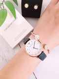  Shop Authentic Emporio Armani Kappa Mother of Pearl Dial Black Leather Strap Watch For Women - AR80011 - Luxxuri