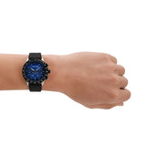  Shop Authentic Emporio Armani Mario Chronograph Blue Dial Black Leather Strap Watch For Men - AR11522 - Luxxuri