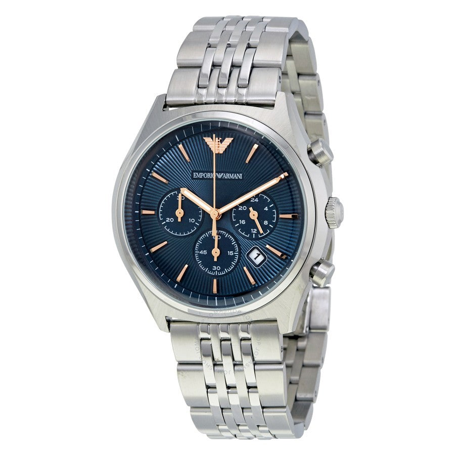  Shop Authentic Emporio Armani Luigi Chronograph Quartz Blue Dial Silver Steel Strap Watch For Men - AR1974 - Luxxuri