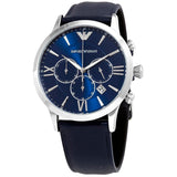  Shop Authentic Emporio Armani Giovanni T Bar Chronograph Quartz Blue Dial Blue Leather Strap Watch For Men - AR11226 - Luxxuri