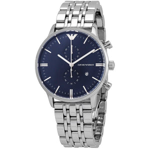  Shop Authentic Emporio Armani Gianni Chronograph Blue Dial Silver Steel Strap Watch For Men - AR80013 - Luxxuri
