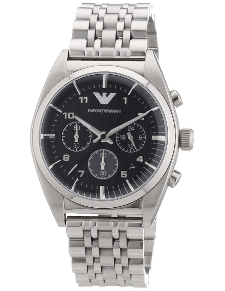  Shop Authentic Emporio Armani Franco Black Dial Silver Steel Strap Watch For Men - AR0373 - Luxxuri