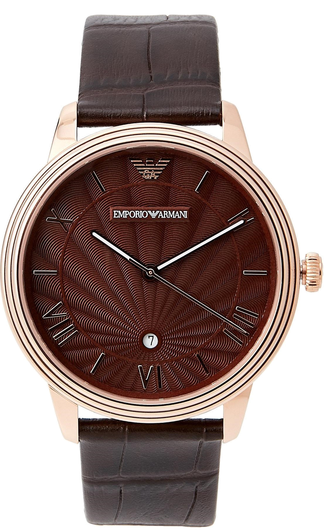 Emporio Armani Classic Quartz Brown Dial Brown Leather Strap Watch For Men - AR1613