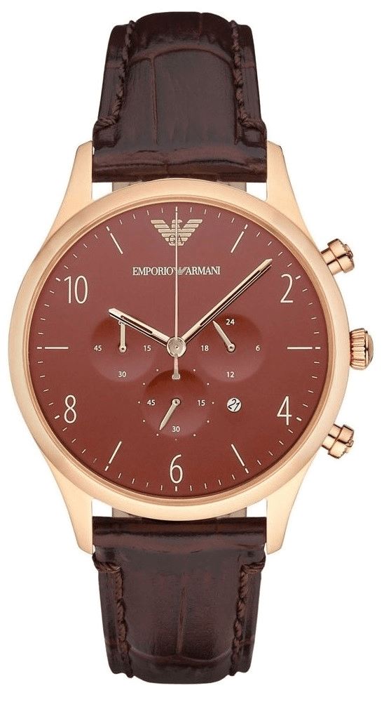  Shop Authentic Emporio Armani Classic Chronograph Burgundy Dial Brown Leather Strap Watch For Men - AR1890 - Luxxuri