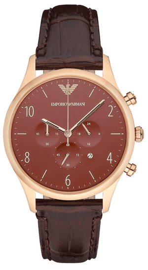  Shop Authentic Emporio Armani Classic Chronograph Burgundy Dial Brown Leather Strap Watch For Men - AR1890 - Luxxuri