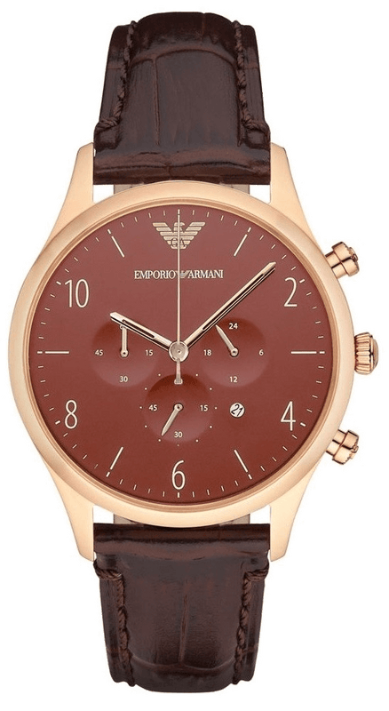  Shop Authentic Emporio Armani Classic Chronograph Burgundy Dial Brown Leather Strap Watch For Men - AR1890 - Luxxuri