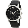  Shop Authentic Emporio Armani Classic Chronograph Black Dial Black Leather Strap Watch For Men - AR1733 - Luxxuri
