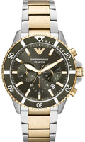  Shop Authentic Emporio Armani Diver Chronograph Green Dial Two Tone Steel Strap Watch For Men - AR11361 - Luxxuri