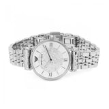  Shop Authentic Emporio Armani Gianni T Bar White Crystal Pave Dial Silver Stainless Steel Strap Watch For Women - AR1925 - Luxxuri