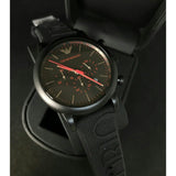  Shop Authentic Emporio Armani Luigi Chronograph Black Dial Black Rubber Strap Watch For Men - AR11024 - Luxxuri