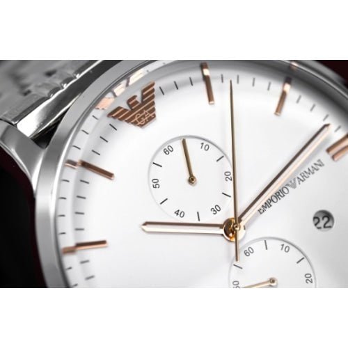  Shop Authentic Emporio Armani Chonograph SIlver Dial Silver Steel Strap Watch For Men - AR1933 - Luxxuri