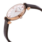  Shop Authentic Emporio Armani Gianni T-Bar Silver Dial Brown Leather Strap Watch For Women - AR11269 - Luxxuri