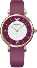  Shop Authentic Emporio Armani Gianni T Bar Crystals Maroon Dial Maroon Leather Strap Watch for Women - AR11487 - Luxxuri