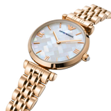  Shop Authentic Emporio Armani Mother of Pearl Dial Rose Gold Steel Strap Watch For Women - AR11110 - Luxxuri