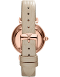 Emporio Armani Gianni T Bar Gunmetal Dial Beige Leather Strap Watch For Women - AR1681
