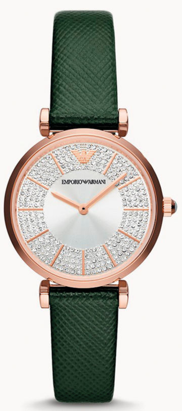  Shop Authentic Emporio Armani Pro Planet Analog Silver Dial Green Leather Strap Watch For Women - AR11517 - Luxxuri