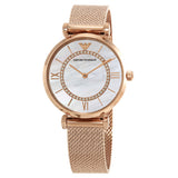  Shop Authentic Emporio Armani Gianni T Bar Mother of Pearl Dial Rose Gold Mesh Bracelet Watch For Women - AR11320 - Luxxuri