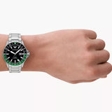  Shop Authentic Emporio Armani Sea Explorer GMT Quartz Black Dial Silver Steel Strap Watch For Men - AR11589 - Luxxuri
