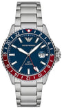  Shop Authentic Emporio Armani Sea Explorer GMT Blue Dial Silver Steel Strap Watch For Men - AR11590 - Luxxuri