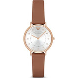  Shop Authentic Emporio Armani Classic Analog Silver Dial Brown Leather Strap Watch For Women - AR8040 - Luxxuri