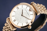  Shop Authentic Emporio Armani T-Bar Gianni Crystal Pave Dial Rose Gold Steel Strap Watch For Women - AR11244 - Luxxuri