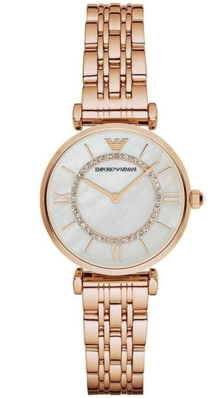  Shop Authentic Emporio Armani T-Bar Gianni Crystal Pave Dial Rose Gold Steel Strap Watch For Women - AR11244 - Luxxuri